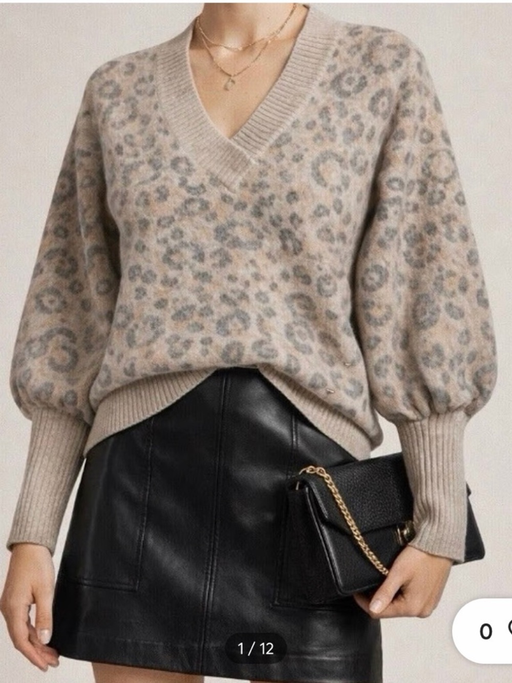 Ted Baker animal print v-neck sweater. Ted size 1